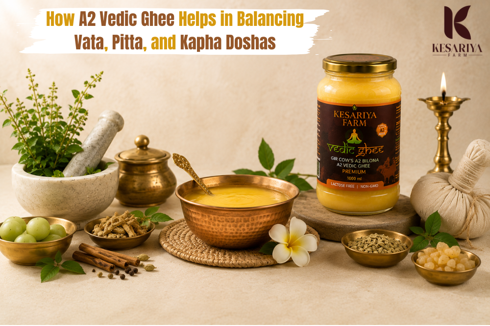 How A2 Vedic Ghee Helps in Balancing Vata, Pitta, and Kapha Doshas
