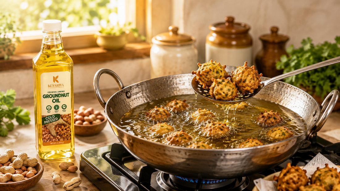 Kesariya Farm Coldpress Groundnut Oil Used For Frying