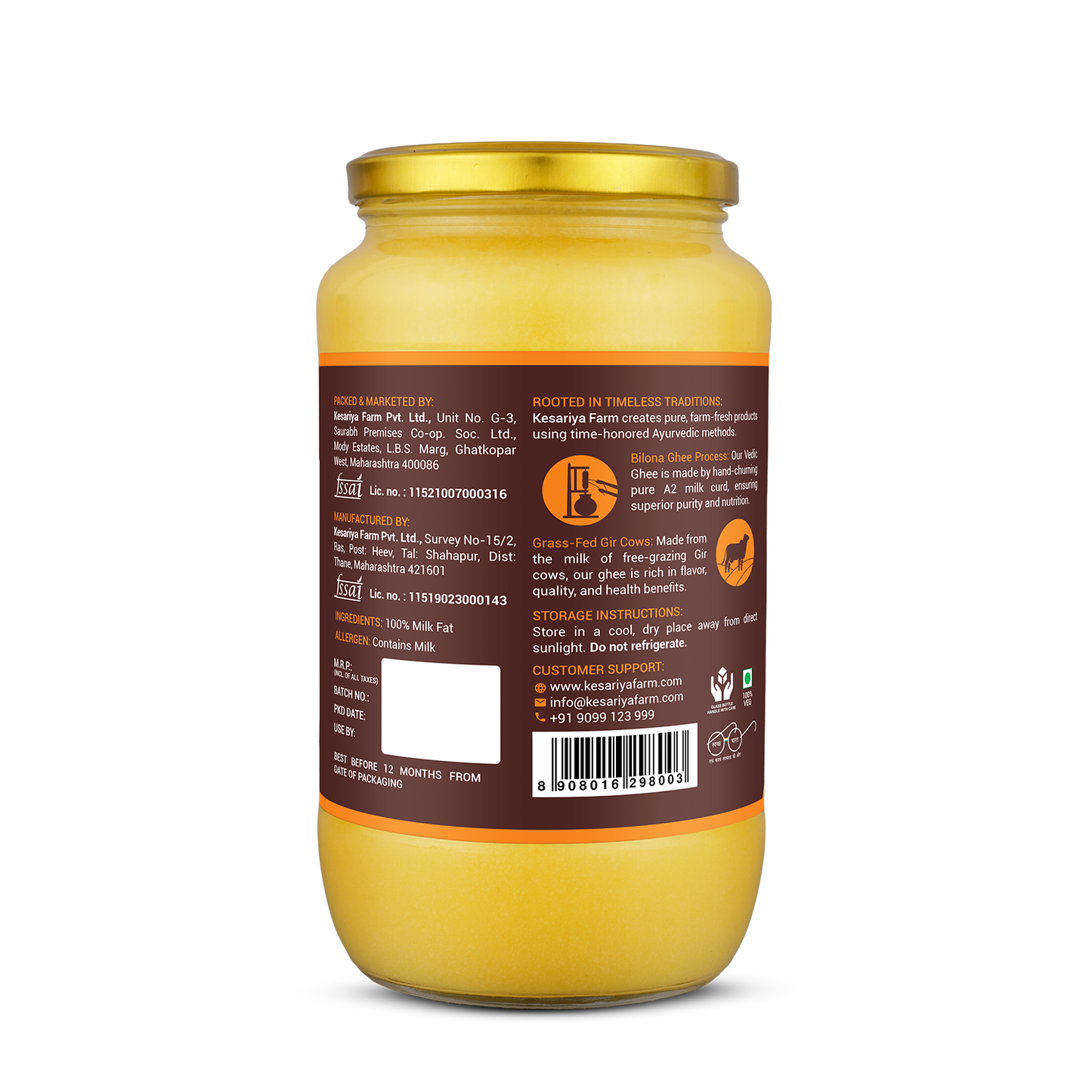A2 Vedic Ghee Made from Gir Cows Milk